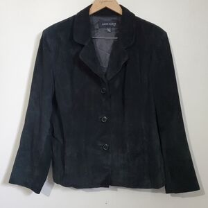 ANNE KLEIN Women's Size XL Vintage Leather Blazer Style Jacket Coat Black